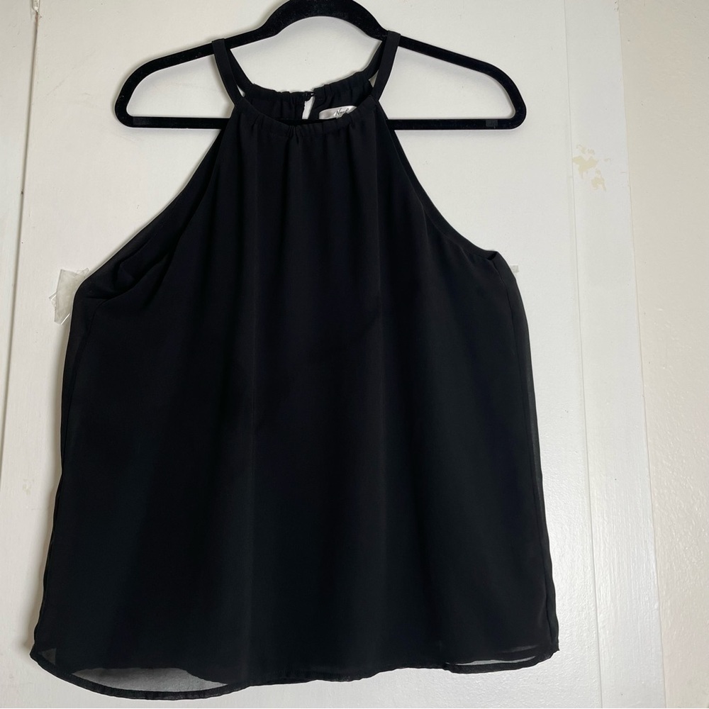 Black Sleeveless Tank Top with Minimalist Design Size M
